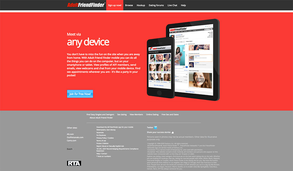 L'applicazione mobile di AdultFriendFinder