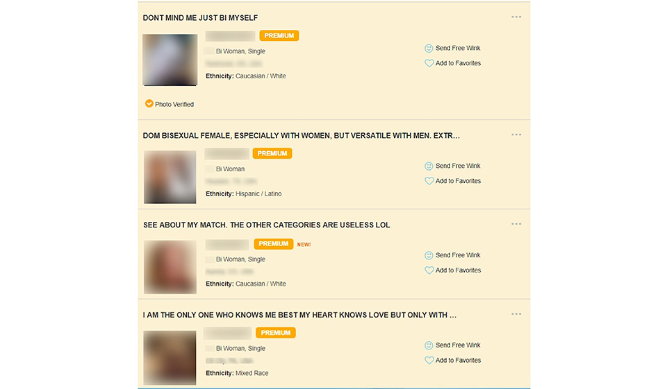 Qualité du profil sur Bicupid