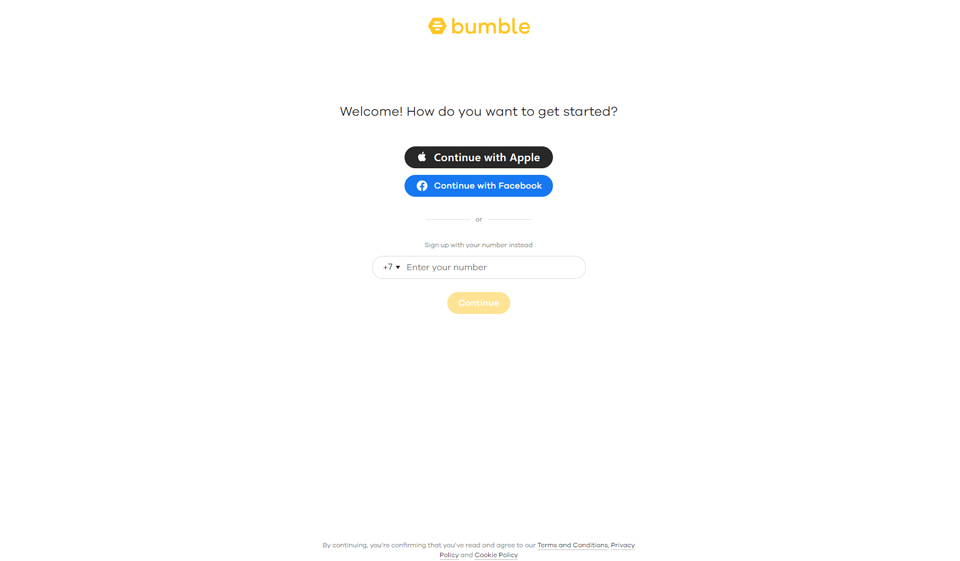 Registratie bij Bumble