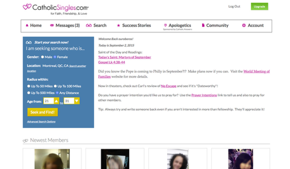 Registrazione con single cattolici